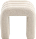 Flouki Ottoman Foot Stool with Channel Tufted, Small Ottoman Bench for Entryway, Modern Vanity Stool Chair, Upholstered Foot Rest Extra Seat for Living Room (Beige Linen)