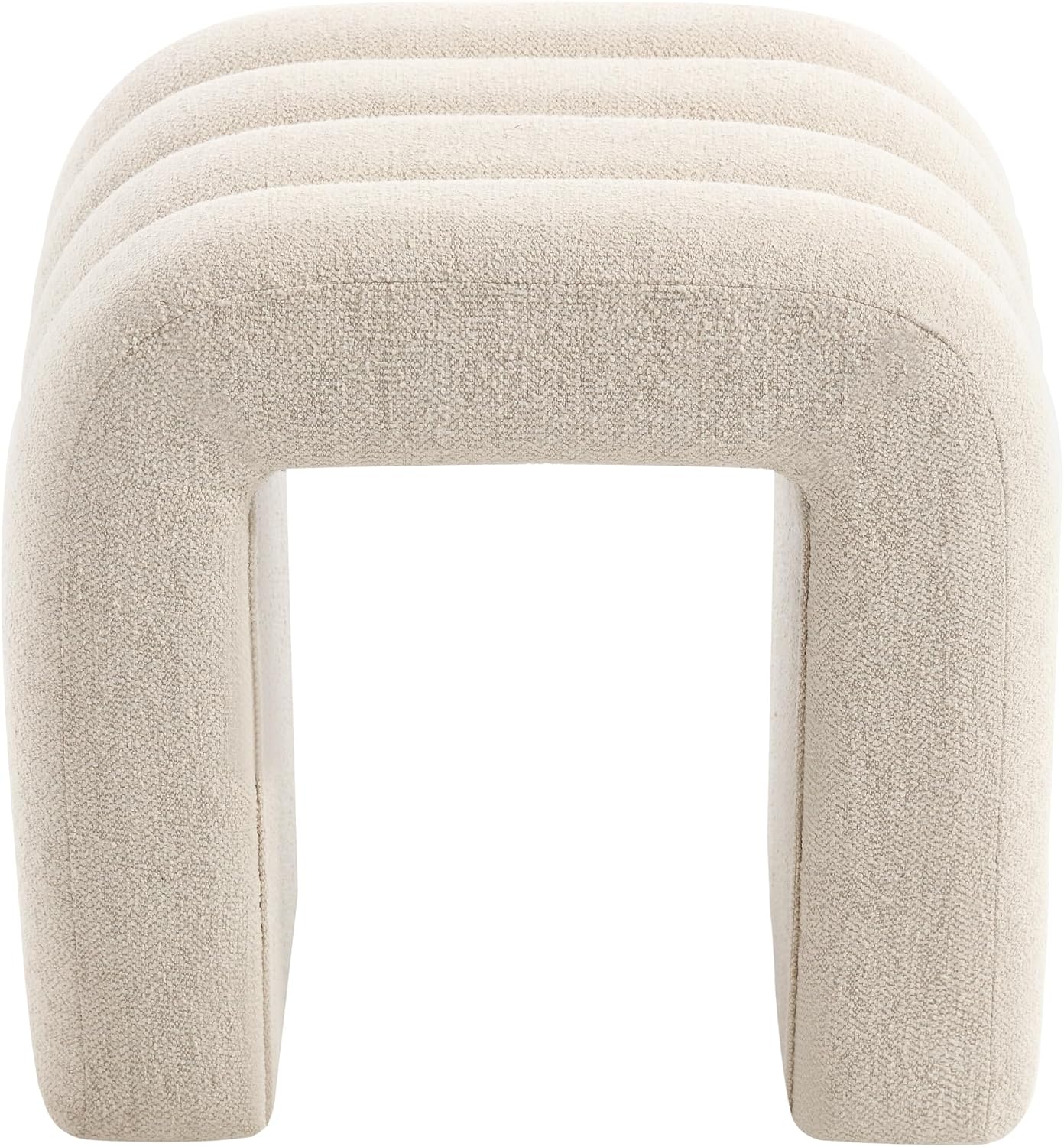 Flouki Ottoman Foot Stool with Channel Tufted, Small Ottoman Bench for Entryway, Modern Vanity Stool Chair, Upholstered Foot Rest Extra Seat for Living Room (Beige Linen)