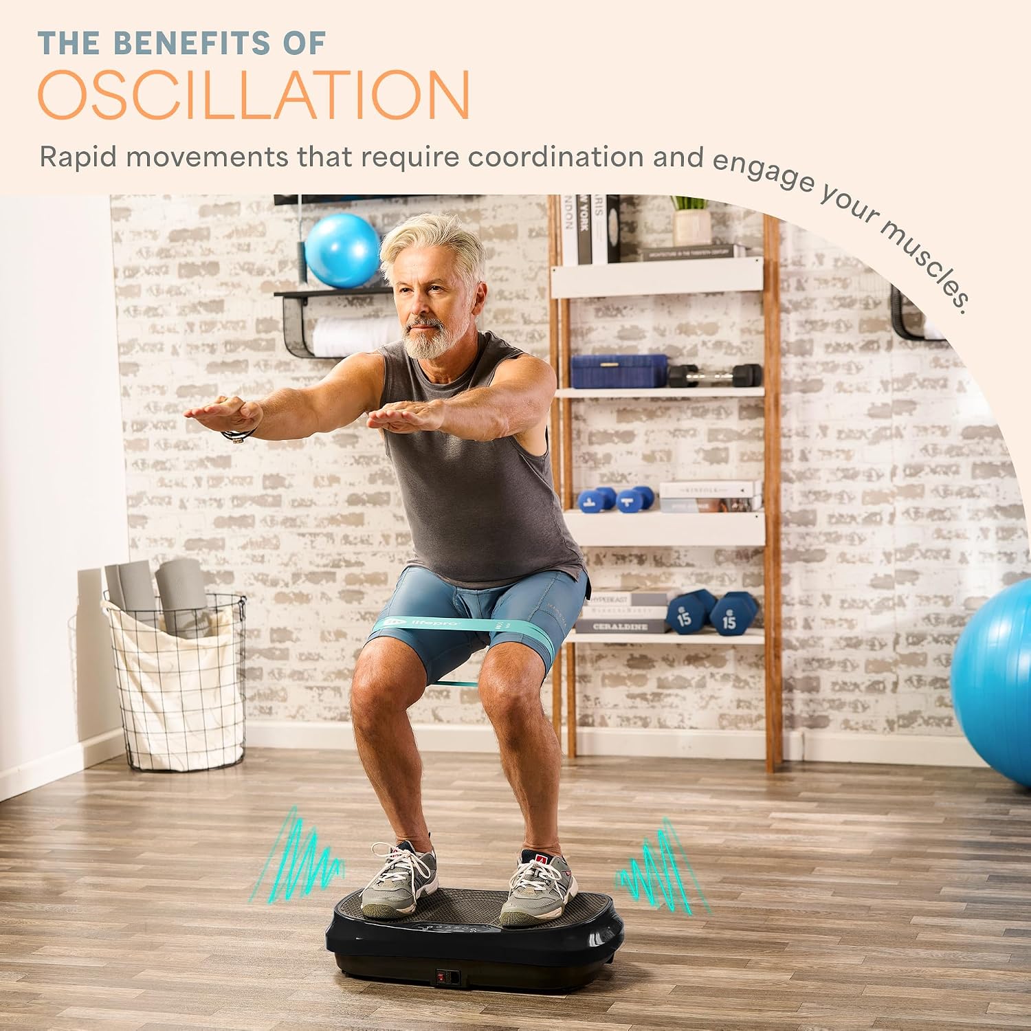 Lifepro Waver Mini Vibration Plate Exercise Machine with Remote & Bands — Compact Whole Body Vibrating Plate for Lymphatic Drainage & Muscle Toning — Shake Machine with 99 Speed Levels & 10 Presets