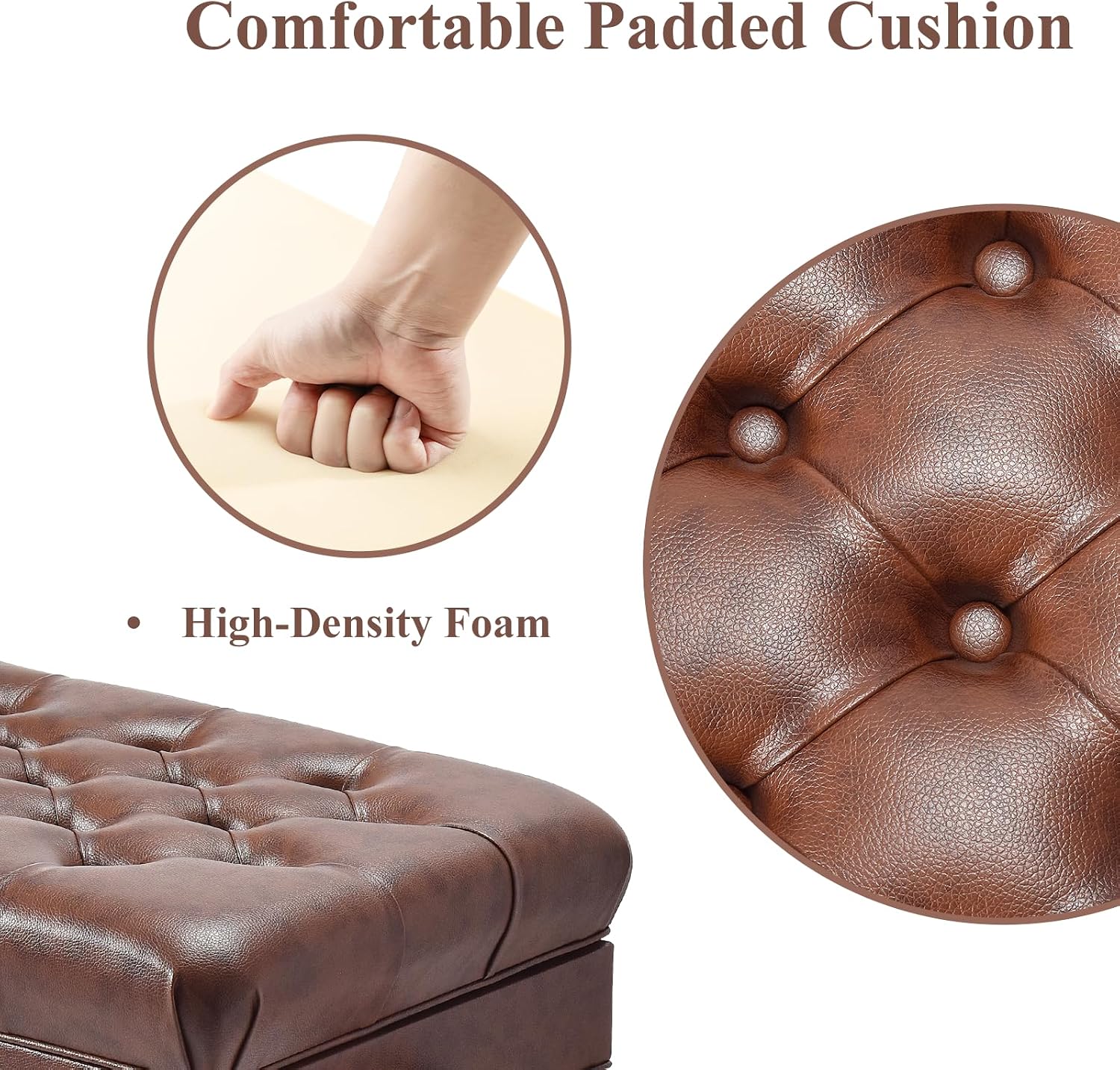 Adjustable Height Piano Bench with Storage, Heavy Duty Solid Wood Piano Stool Keyboard Bench with PU Leather Padded Cushion(Wood)