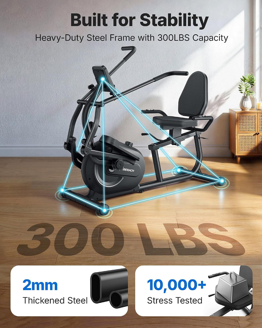 MERACH Recumbent Exercise Bikes for home, Light Commercial High-end Recumbent Bike for Seniors Adults, Magnetic Recumbent Exercise Bike with Smart Bluetooth and Exclusive App, LCD, Heart Rate Handle