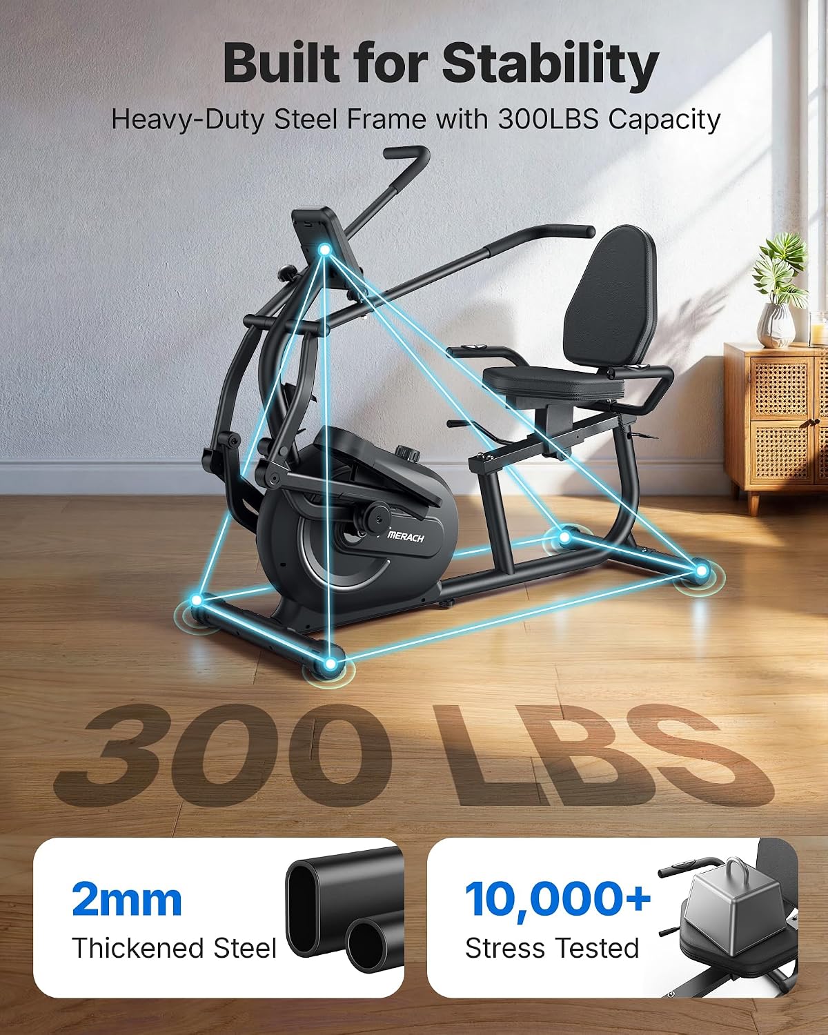 MERACH Recumbent Exercise Bikes for home, Light Commercial High-end Recumbent Bike for Seniors Adults, Magnetic Recumbent Exercise Bike with Smart Bluetooth and Exclusive App, LCD, Heart Rate Handle
