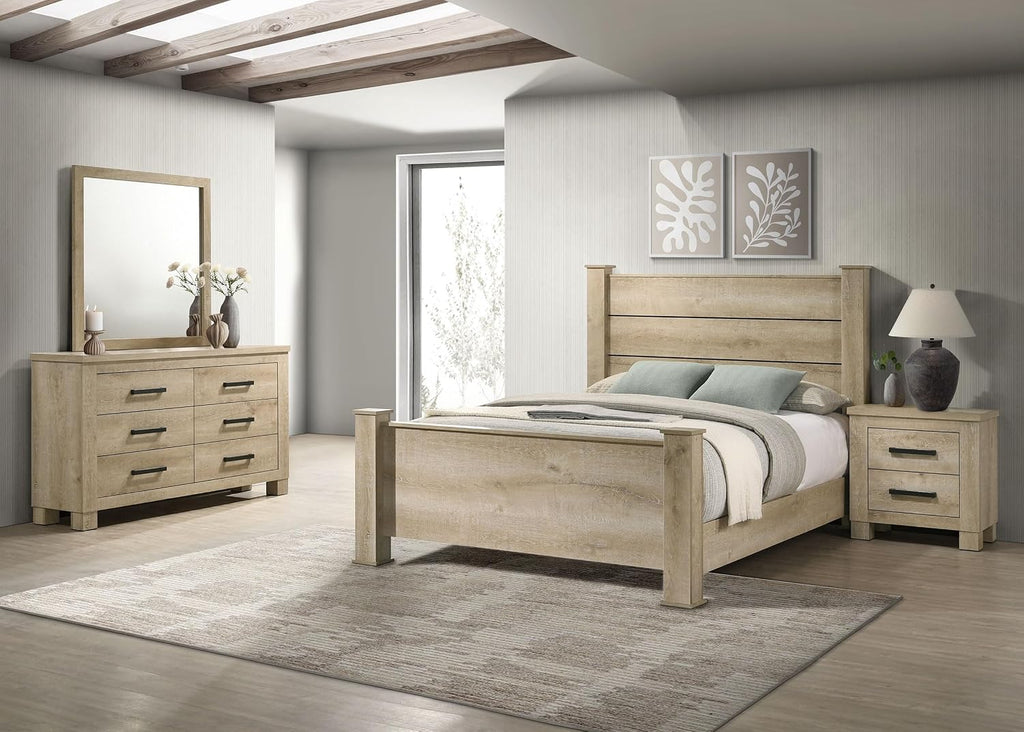 Coaster Home Furnishings Oakglen 4-Piece Eastern King Bedroom Set Weathered Oak 225101KE-S4
