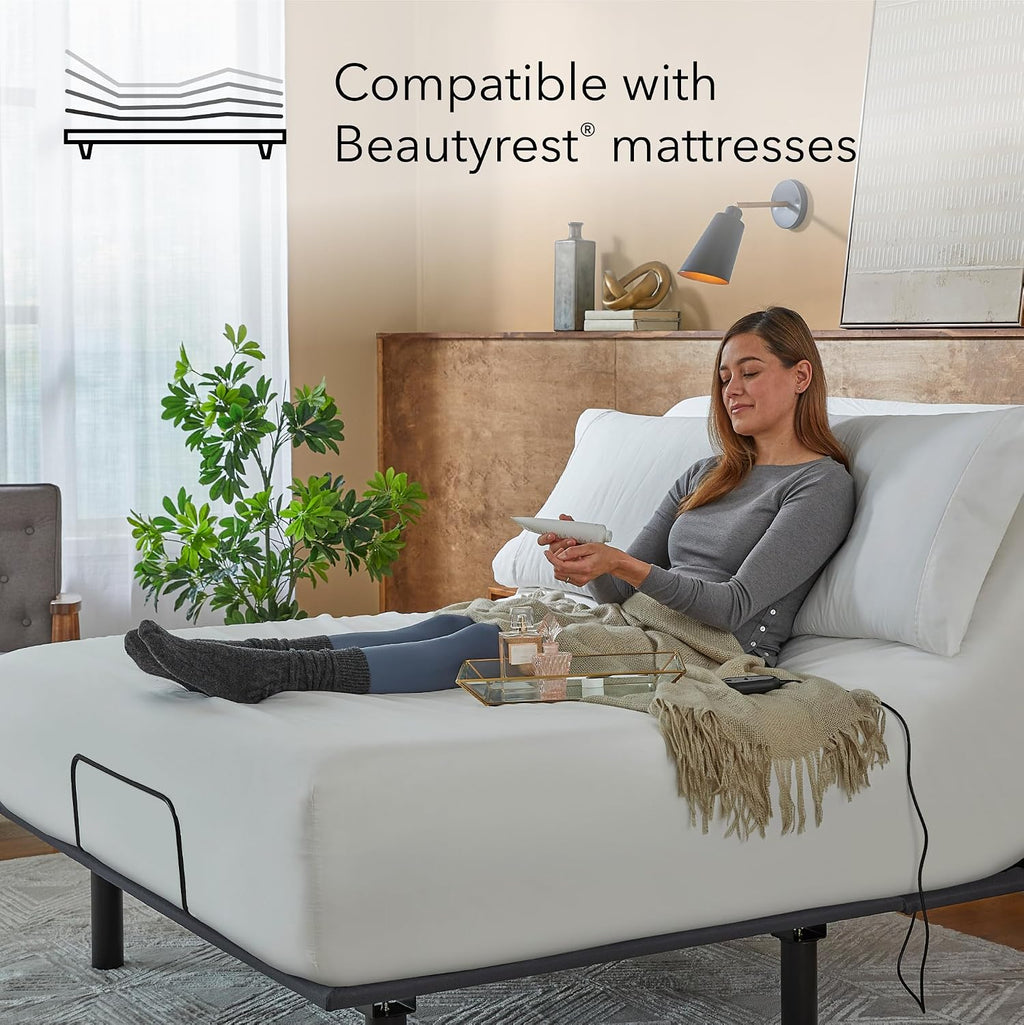 Beautyrest baselogic Level 1 Adjustable Base Bed Frame - Twin XL - Head Adjustability, Wired Remote, Removable Legs for Zero-Clearance Design, and Foldable for Convenient Mobility and Storage