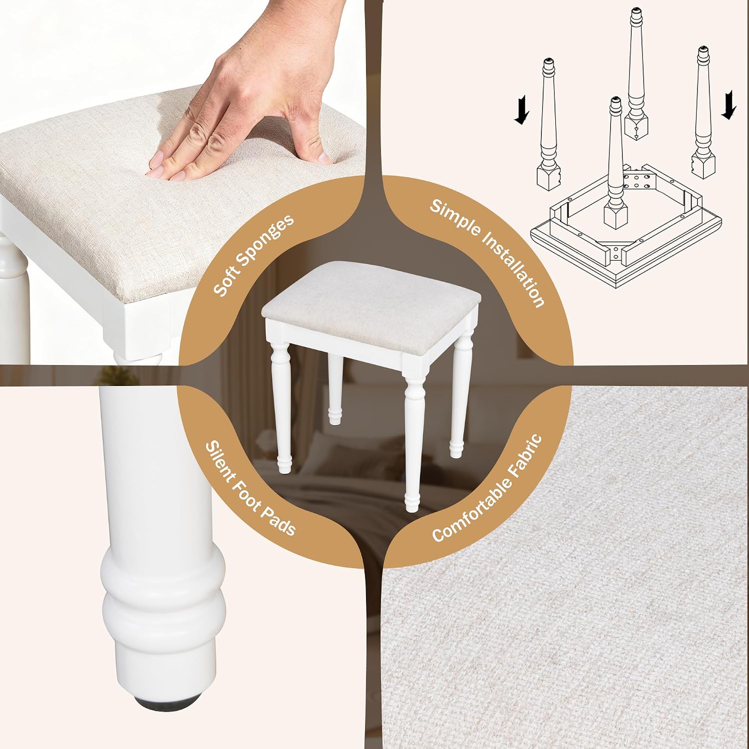 JIJIWANG 44.37' Makeup Vanity Desk with 13 Hollywood Bulbs and 3 Lighting Modes, Dressing Table with Tri-Fold Mirror, Large Vanity Table with 5 Drawers and Shelves and 2 Cabinets for Bedroom, White