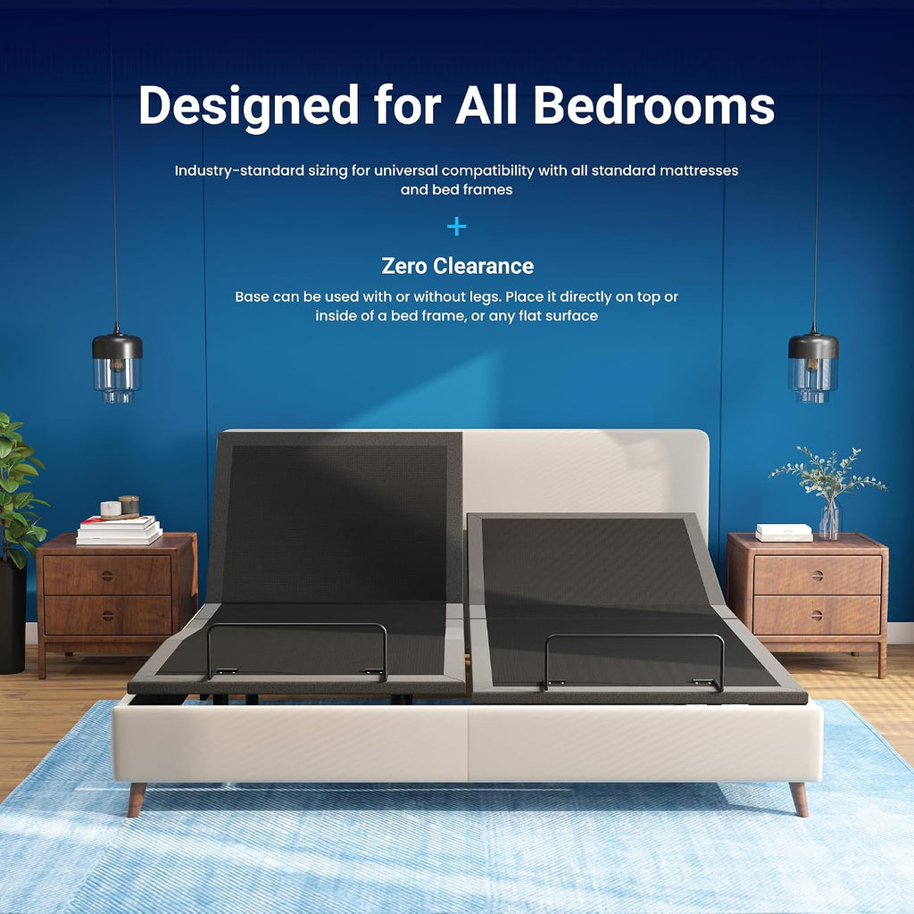 iDealBed 2i Custom Adjustable Bed Base - Advanced Head & Foot Elevation, Wireless Remote with Memory, Zero Clearance, Easy Setup (Split King)