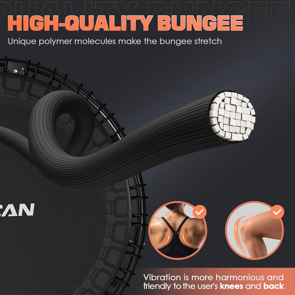 BCAN 450/550LBS Mini Rebounder Trampoline for Adults, 40'/48' Foldable Fitness Trampoline with Bungees, Quiet & Stable Exercise Trampoline Indoor/Home/Garden (BT2, Without Handle)