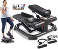 Sunny Health & Fitness 2-in-1 Power Stepper, 400 lb Weight Capacity, Resistance Bands, Height-Adjustable, Low-Impact Cardio, Bluetooth + SunnyFit App, SF-S021054
