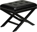 Cortesi Home Kayla Traditional 'X' Bench Vinyl Ottoman with Nailhead Trim Finish, Black