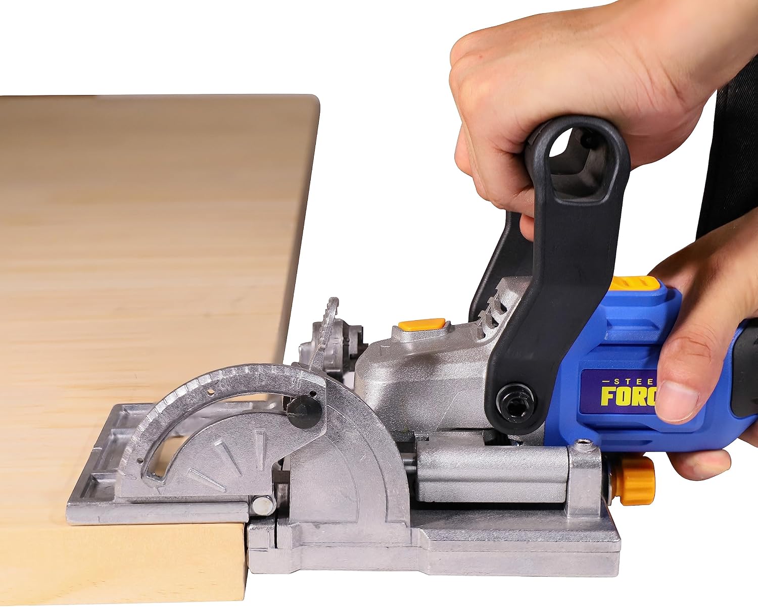 Steel Force BJ184 Wood Biscuit Plate Joiner 4' Brushless Cordless with 20V 5.0Ah Battery and Charger, 8mm 5/16' Dilling Bits, Up to 1-1/2' Drilling Depth