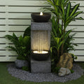 Bumilgar Waterfall Fountain Outdoor Garden Decor for Patio, Backyard, Deck, Porch and Home Art Decor, Outdoor Fountains and Waterfalls with Lights and Pebbles