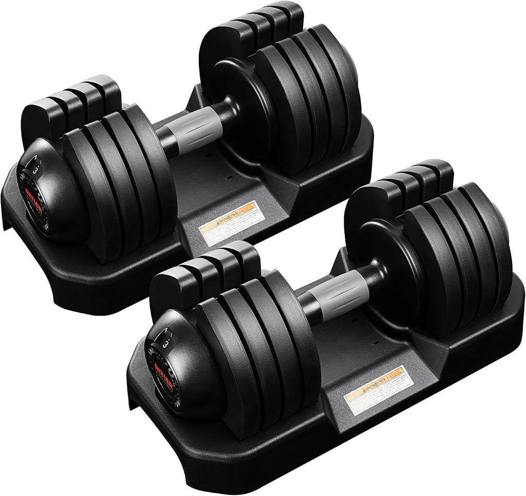 ALTLER 22LBS/25LBS/52LBS Single/Pair Adjustable Dumbbells Set Premium Rubber Coated Dumbbell Set with Secure Locking Mechanism for Safe & Customizable Strength Training