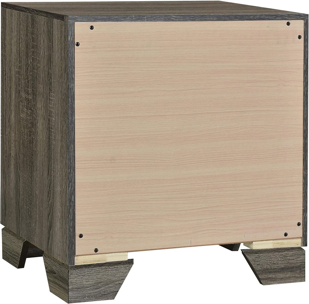 Coaster Home Furnishings Wright Transitional 4-Piece Bedroom Set Fabric Upholstered Eastern King Size Panel Bed Frame 52-inch Headboard Brown Oak 223341KE-S4