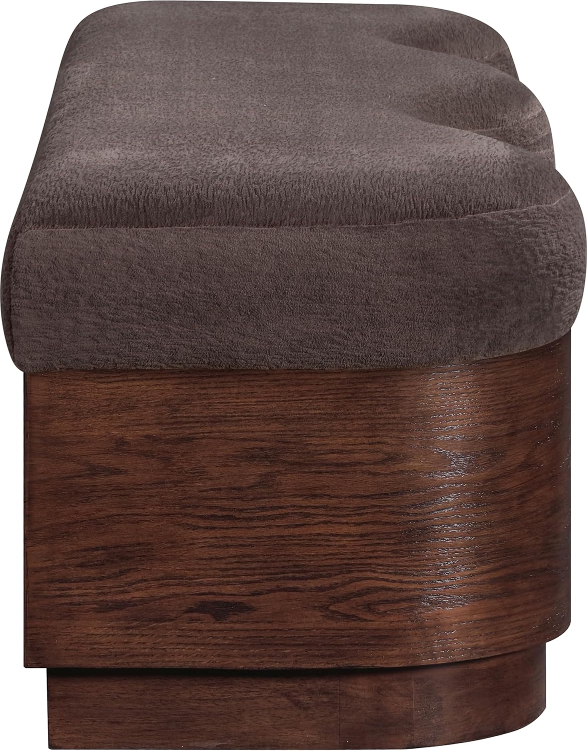 Meridian Furniture 22082Brown Savoy Collection Art Deco Bench with Soft Brown Velour Fur Fabric, Rich Brown Walnut Finish, Mix of Solid Wood & MDF, 60' W x 18.5' D x 18.5' H, Brown