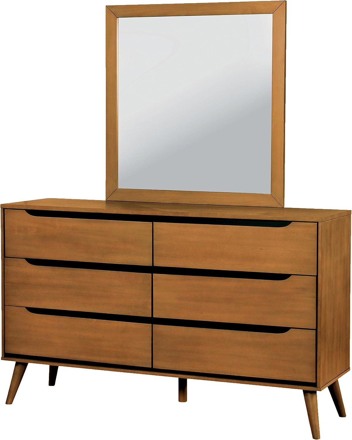 HOMES: Inside + Out Debonaze Mid-Century Modern Queen 4-Piece Bedroom Set, Oak