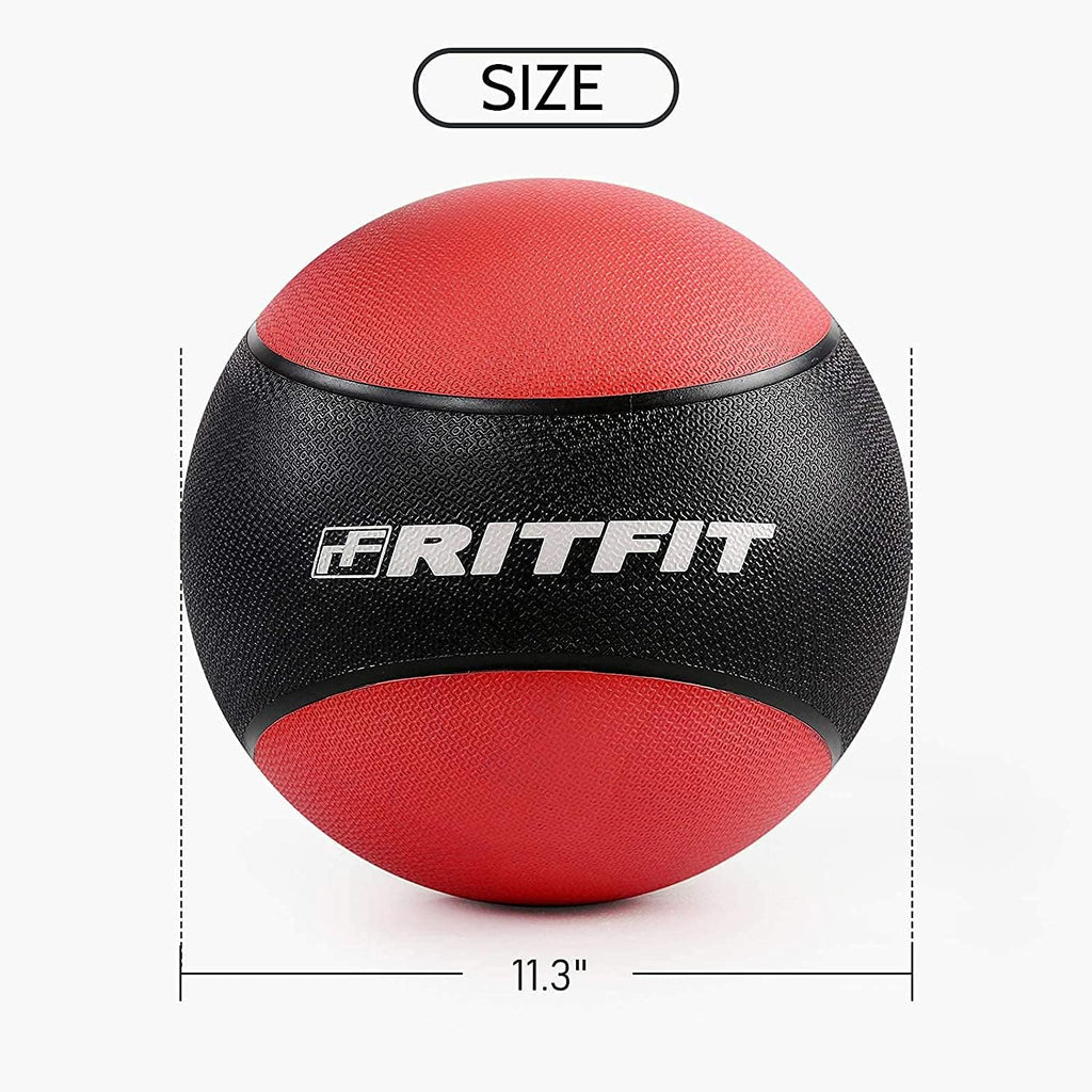 RitFit Weighted Medicine Ball - Non-Slip Rubber Shell & Dual Texture Grip - Workout Exercise Ball for Core Strength, Balance Training, Coordination Fitness - Multiple Weights & Colors