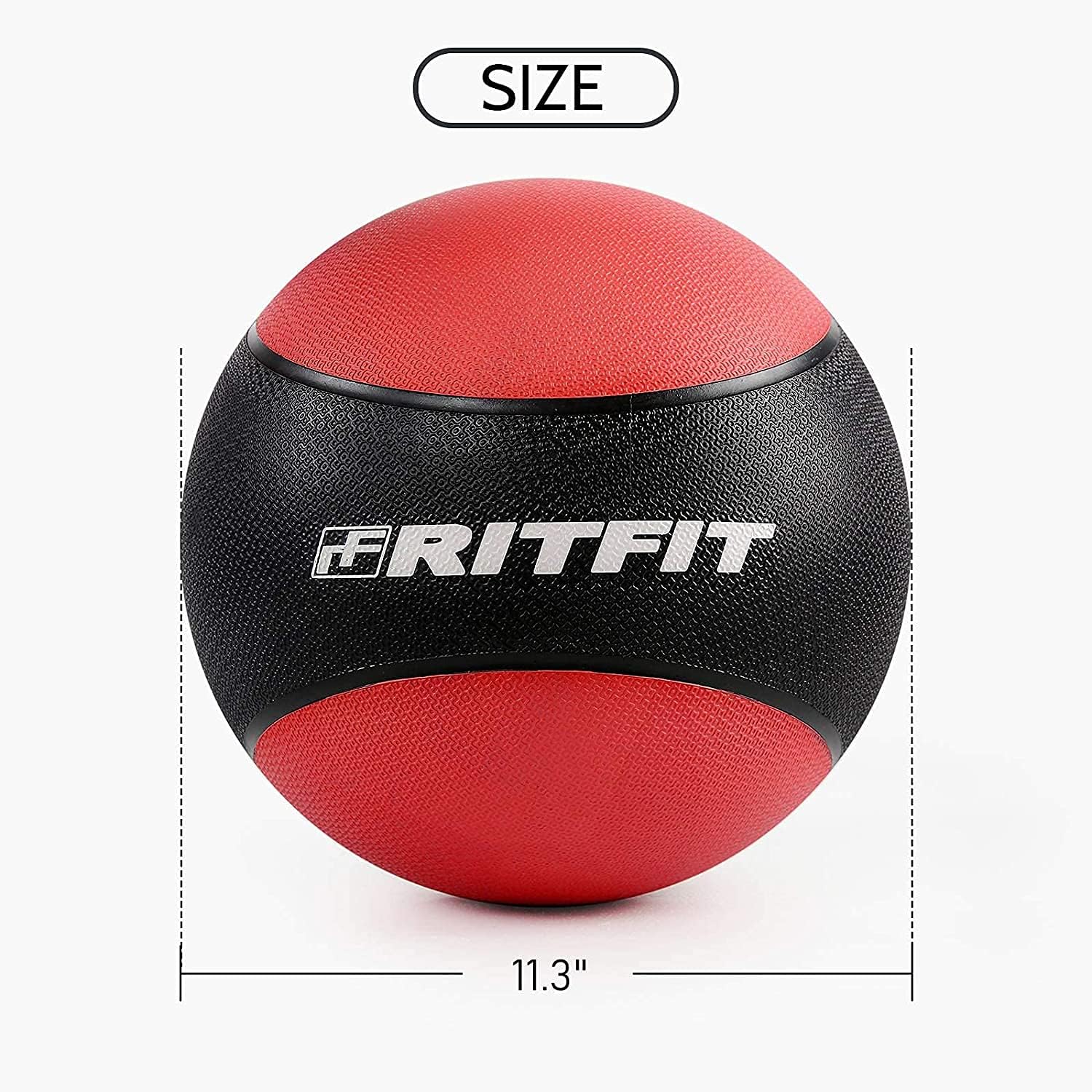 RitFit Weighted Medicine Ball - Non-Slip Rubber Shell & Dual Texture Grip - Workout Exercise Ball for Core Strength, Balance Training, Coordination Fitness - Multiple Weights & Colors