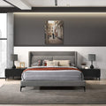 Armen Living Legend 3 Piece Fabric King Platform Bed and Nightstands