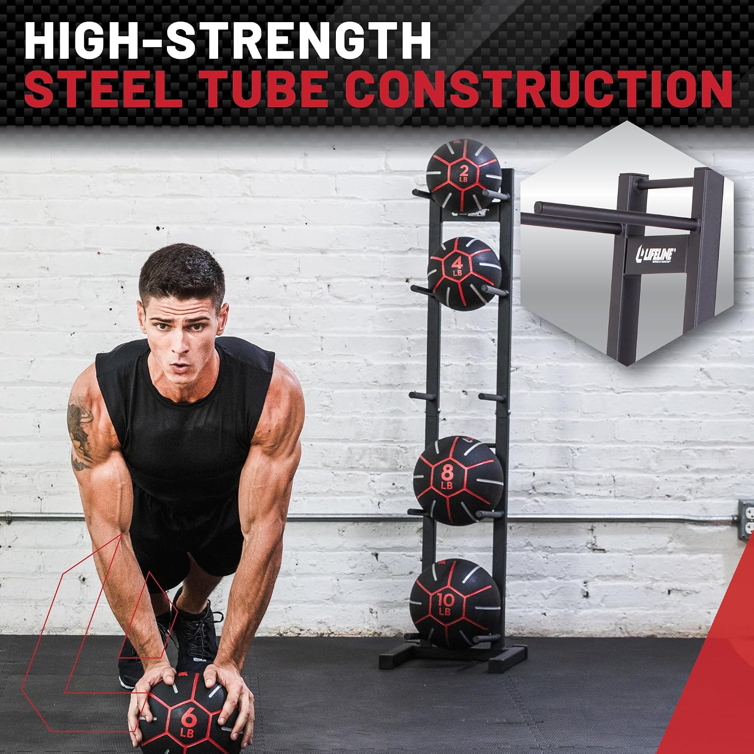 Lifeline Fitness Medicine Ball Set - Total Body Strength and Stability Training - Non-Slip, Light Bounce - Textured Surface - Durable - Home Gym Exercise Equipment