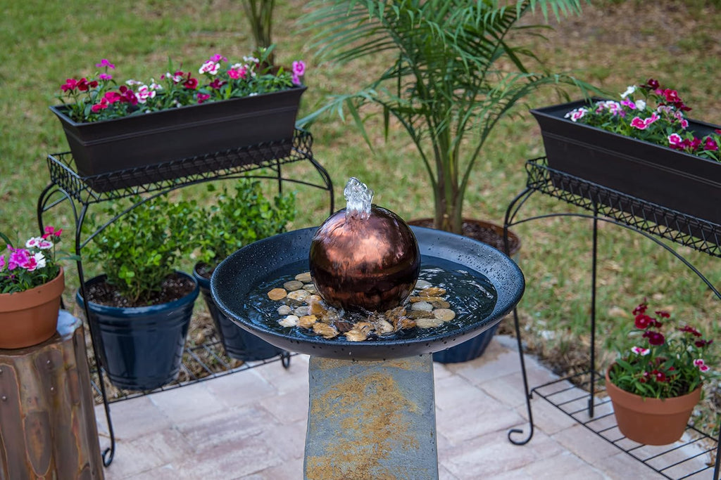 Kenroy Home 51037SL Orb Outdoor Floor Fountain with Copper Finish, Modern Style, 35.5' Height, 20' Width, 20' Depth