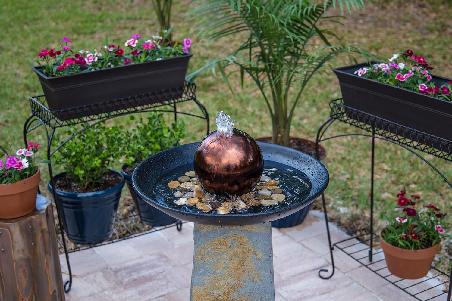 Kenroy Home 51037SL Orb Outdoor Floor Fountain with Copper Finish, Modern Style, 35.5' Height, 20' Width, 20' Depth