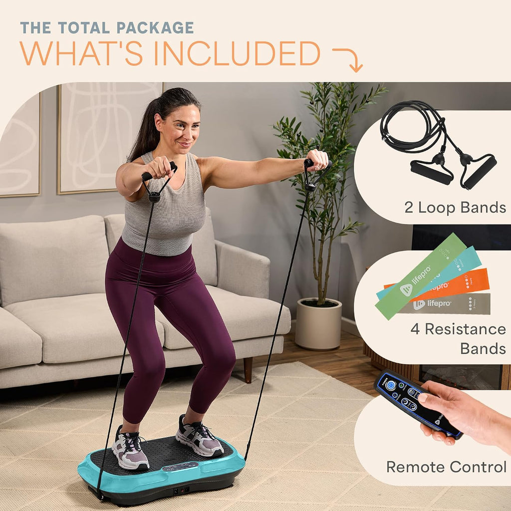 Lifepro Waver Vibration Plate Exercise Machine – High-Intensity Vibration Plate for Lymphatic Drainage – Full-Body Workout Vibrating Platform with Loop Bands – Fitness Equipment for Strength & Toning