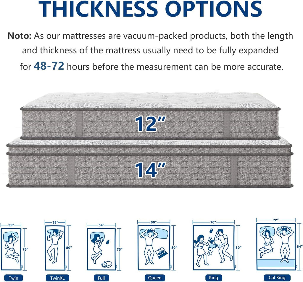 6V-Sermmoo Twin Mattress, 12 Inch Memory Foam Hybrid Mattress in a Box with Independent Spring, Medium Firm, Edge Support & Pressure Relief, CertiPUR-US Certified,39'*75'*12'