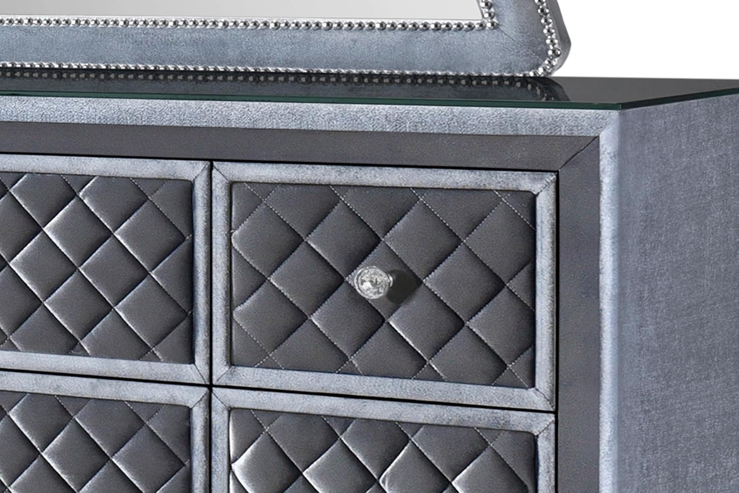 5pc Traditinal Gray Finish Luxury Upholstered King Size Panel Bed Set Arched Headboard Bedroom Furniture