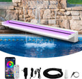 Waterfall Spillway Stainless Steel Pond Waterfalls with Color Changing LED Light, Outdoor Pool Fountain Water Feature Kit for Garden Patio Swimming Pool Koi Ponds Decor-36'x8'x4'
