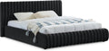 Meridian Furniture NicoBlack-Q Nico Collection Modern | Contemporary Velvet Upholstered Queen Bed with Rich Black Velvet and Deep Channel Tufting, 74' W x 91' D x 38' H, Black, Queen