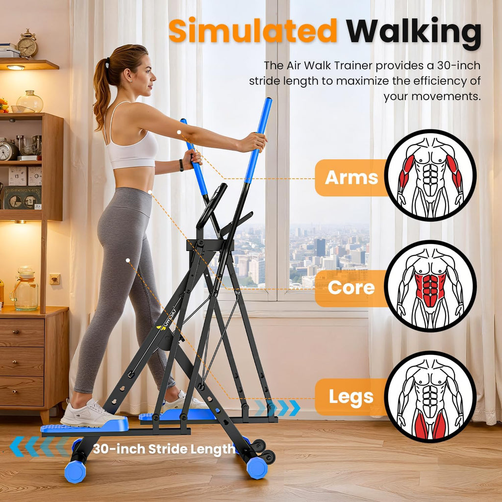 OWLSKY Air Walk Elliptical Exercise Machine for Home Gym – Full-Body Cardio Cross Trainer Glide Exercise with LCD Monitor, Device Holder, Low-Impact Workout, Full Body Fitness Equipment 400LBS