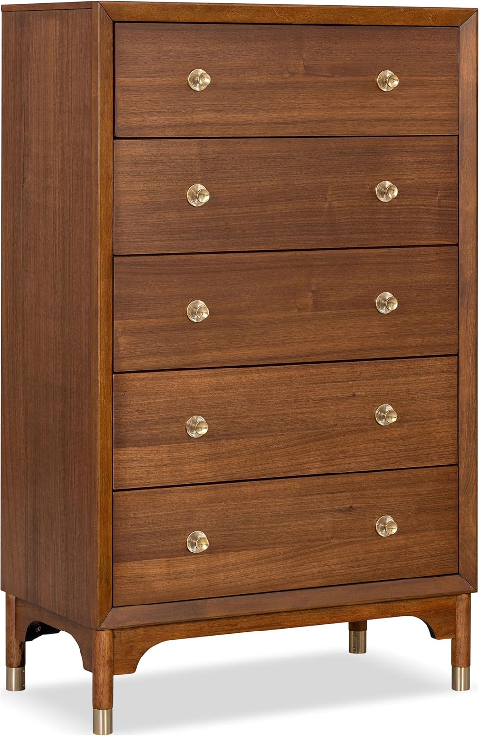 Furniture of America Forma Modern Solid Wood 3-Piece Bedroom Set with Storage Bed with LED Lights, Ball-Bearing Glide on Nightstand and Chest, No Box Spring Needed, King, Walnut