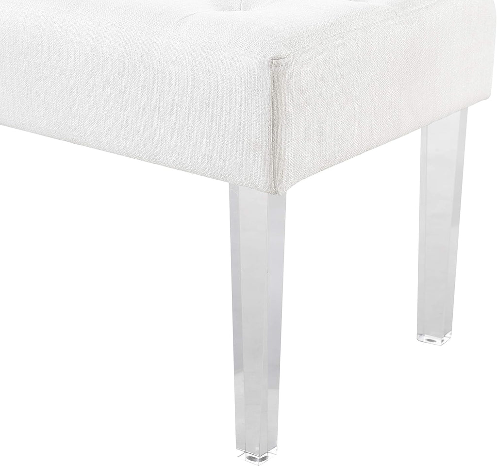 Linon Ella Glitz Acrylic Leg Bench, 35'Wx17'Dx18'H, White