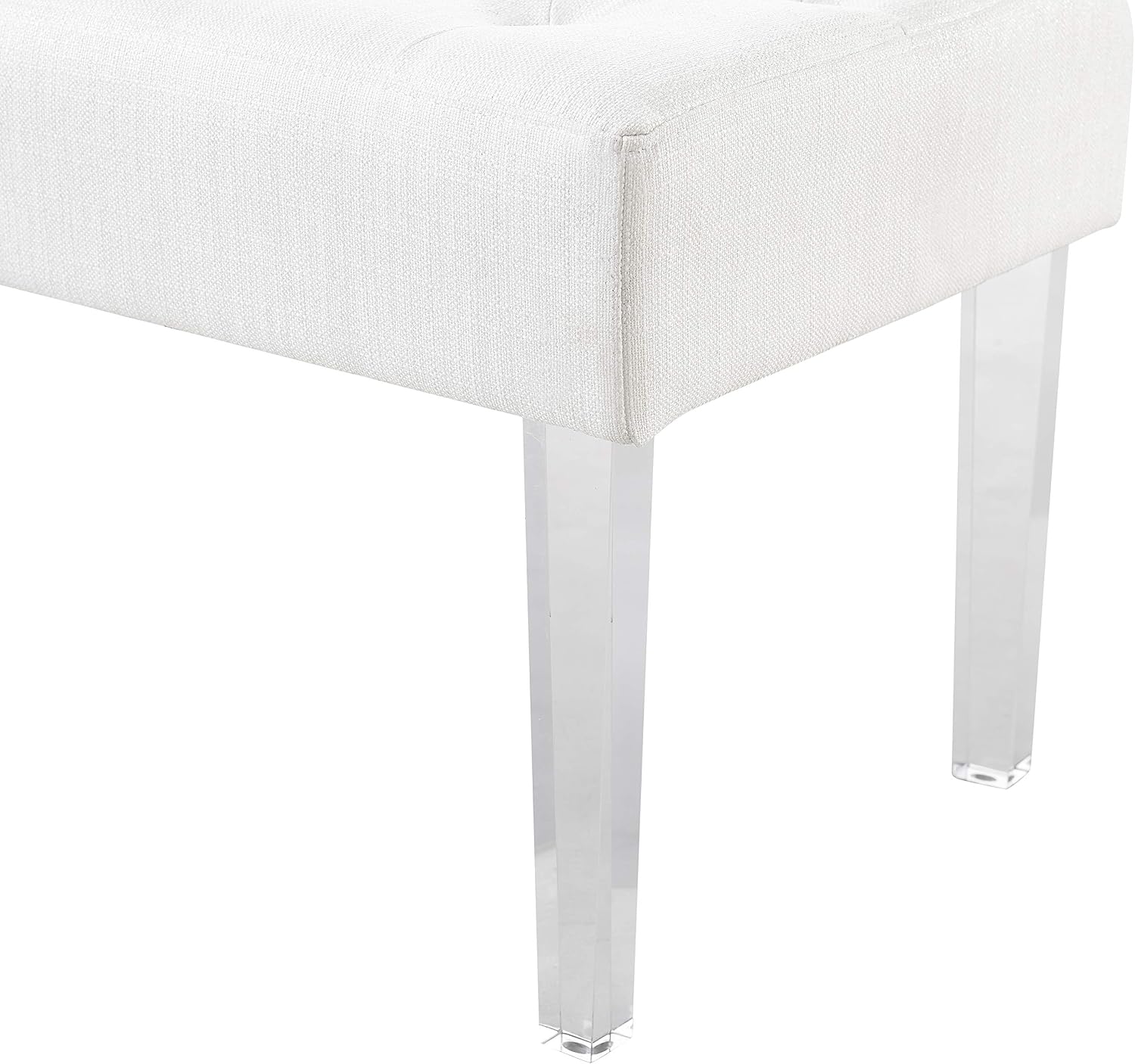 Linon Ella Glitz Acrylic Leg Bench, 35'Wx17'Dx18'H, White