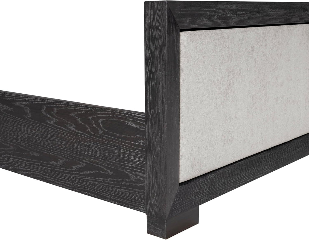 Furniture of America Dannen Modern Solid Wood 3-Piece Bedroom Set with Panel Bed, USB Charger and Felt-Lined Top Drawers on Nightstand, Box Spring Needed, King, Weathered Black