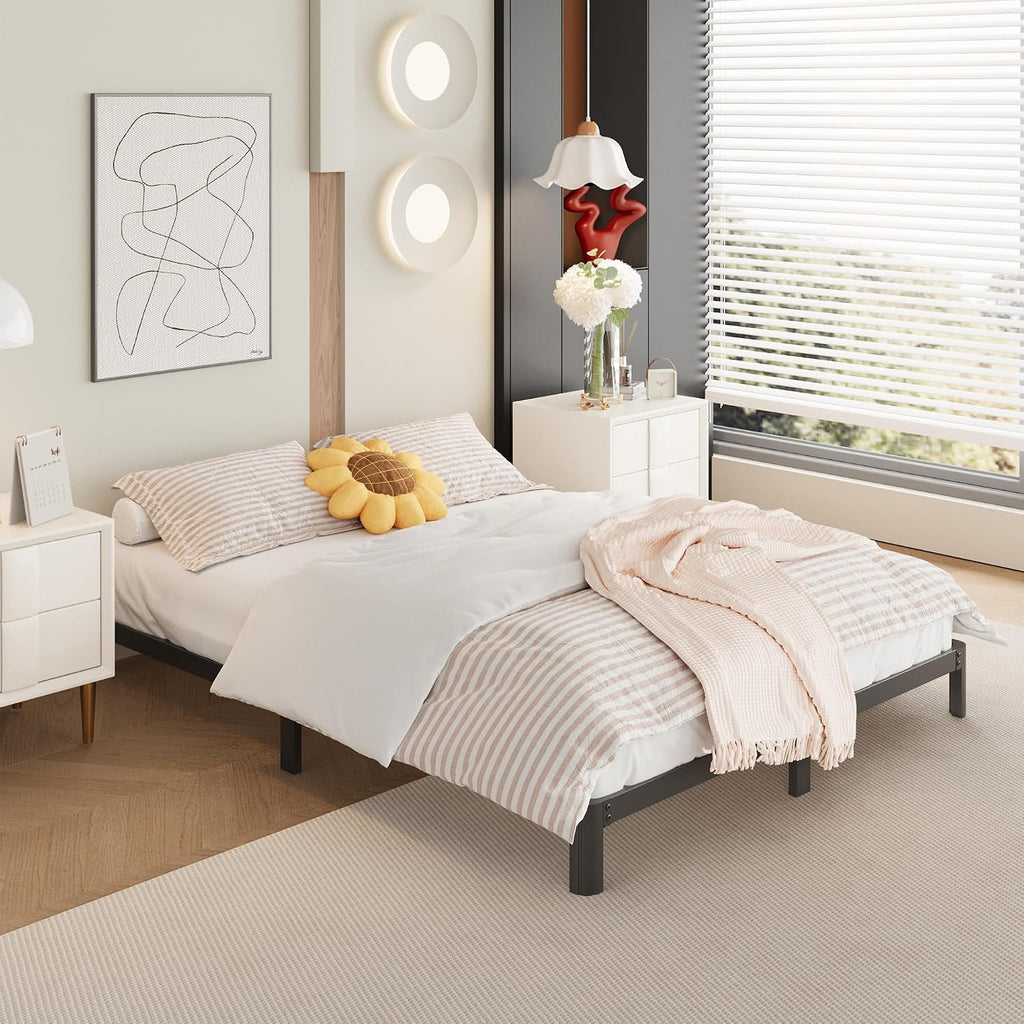 Yicensen 9 Inch King Bed Frame with Rounded Corner Legs Heavy Duty Metal King Size Platform Bed Frame No Box Spring Needed, Easy Assembly, Noise Free, Black.