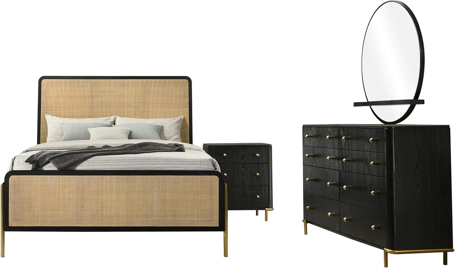 Coaster Home Furnishings Arini 4-Piece California King Bedroom Set Black and Natural 224330KW-S4