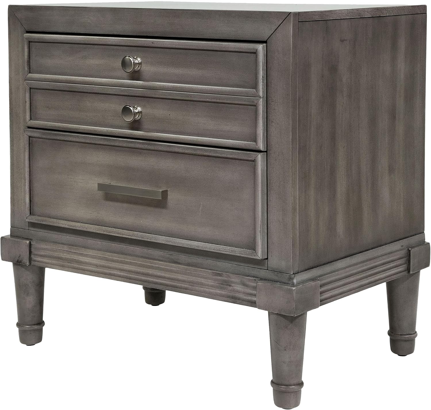 Furniture of America FOA Cartagena 2pc Gray Solid Wood Bedroom Set- Cal King + 1 Nightstand