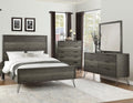 4-Pieces Bed Set Contemporary Style California King Size Panel Bed Multi Gray Finish Solid Acacia Wood Bedroom Furniture