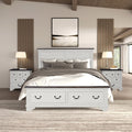 Furniture of America Roden Modern Solid Wood 3-Piece Bedroom Set with Storage Footboard, USB Chargers on Nightstand, Drop Handle Pulls, No Box Spring Needed, King, White