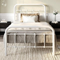 SHA CERLIN Twin Size Metal Platform Bed Frame with Vintage Style Headboard and Footboard, Heavy Duty Mattress Foundation, No Box Spring Needed, Easy Assembly, White