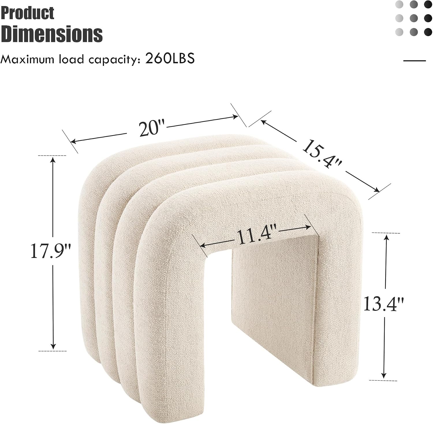 Flouki Ottoman Foot Stool with Channel Tufted, Small Ottoman Bench for Entryway, Modern Vanity Stool Chair, Upholstered Foot Rest Extra Seat for Living Room (Beige Linen)