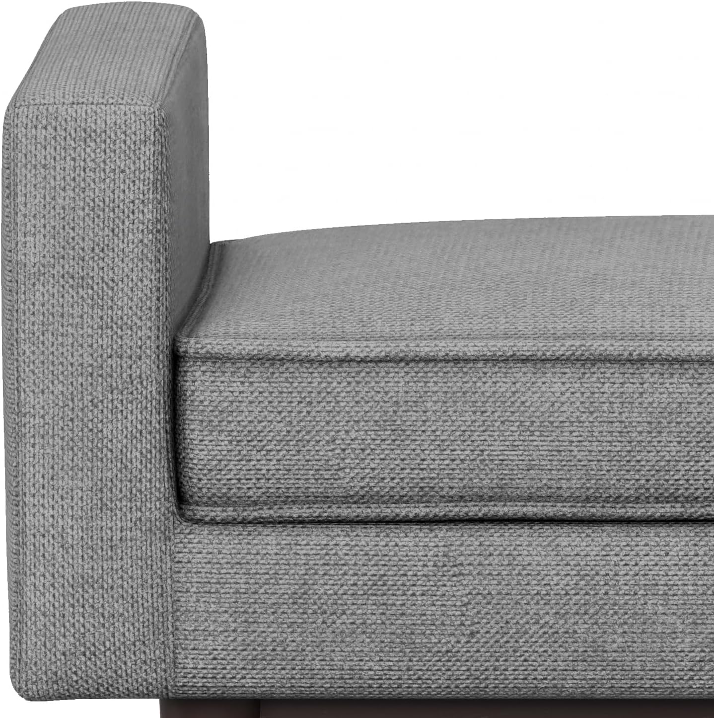 SIMPLIHOME Scott Small Ottoman Bench - 29 inch Wide Upholstered Linen Fabric Rectangle Ottoman in Pewter Grey, Contemporary Bench for Bedroom or Living Room with Raised Sides and Cushioned Seat