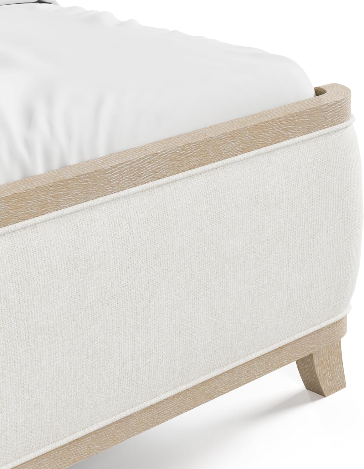 Furniture of America Saries Transitional Solid Wood 3-Piece King Panel Bedroom Set with USB Ports, Shelter Padded Headboard, Soft Curved Edges, Box Spring Needed, Natural Oak
