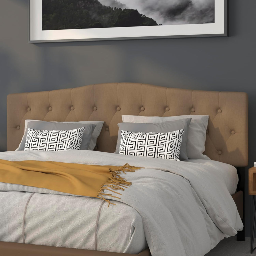 Flash Furniture Cambridge Tufted Upholstered King Size Headboard in Dark Brown Fabric