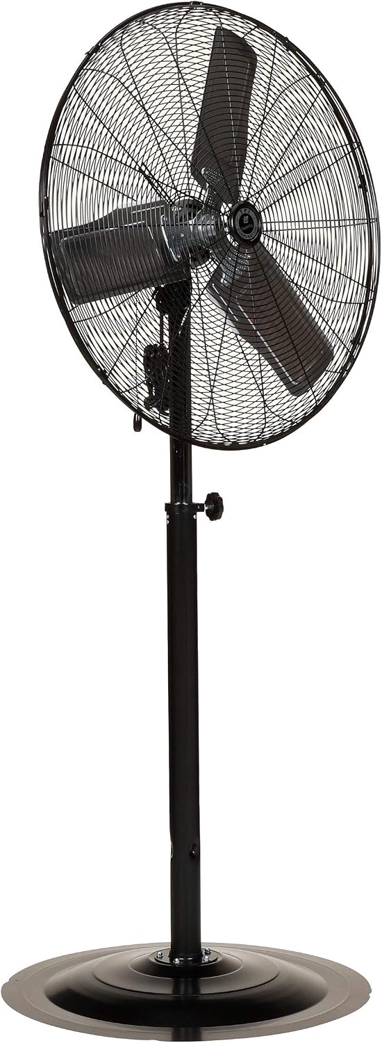 TPI Corporation CACU30-PO-HD Commercial Heavy Duty Oscillating Fan, Unassembled w/Pedestal Kit, 30' Blade Diameter, 3 Speed 1/3 HP Motor, 9' Cordset, Black