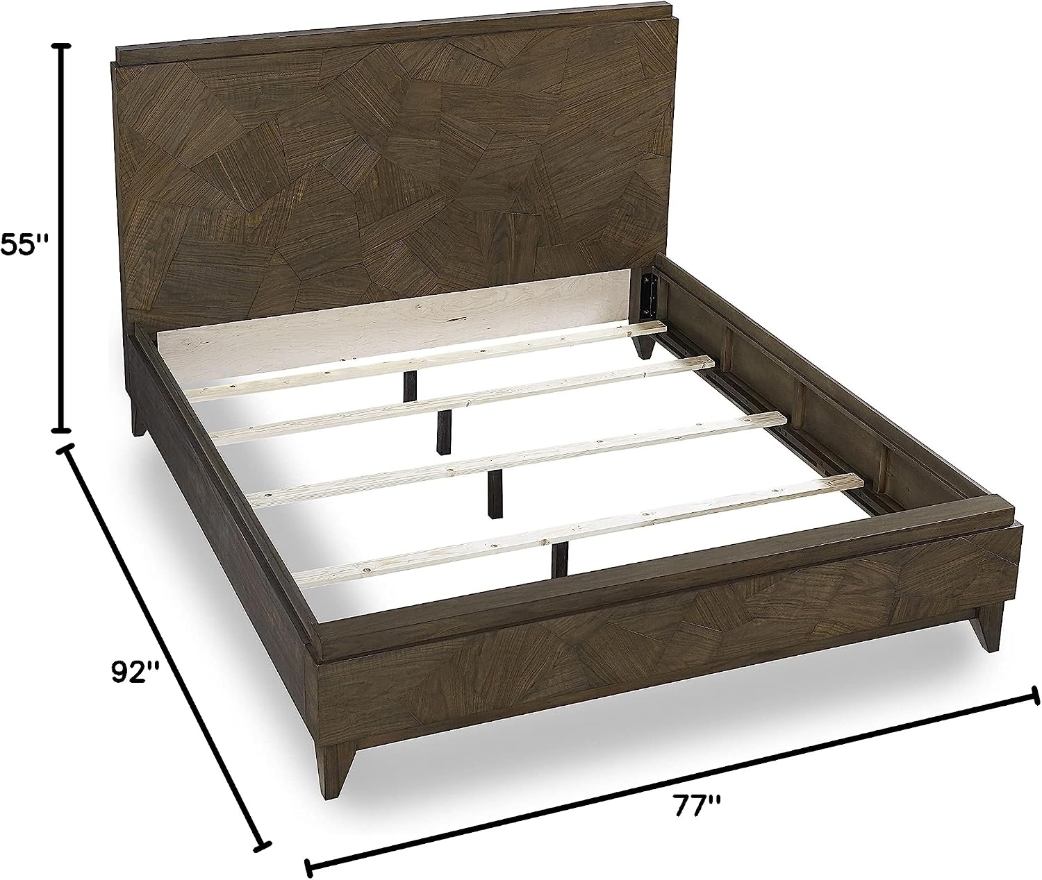 Modus Furniture Solid Wood Panel Bed, California King, Broderick - Wild Oats Brown