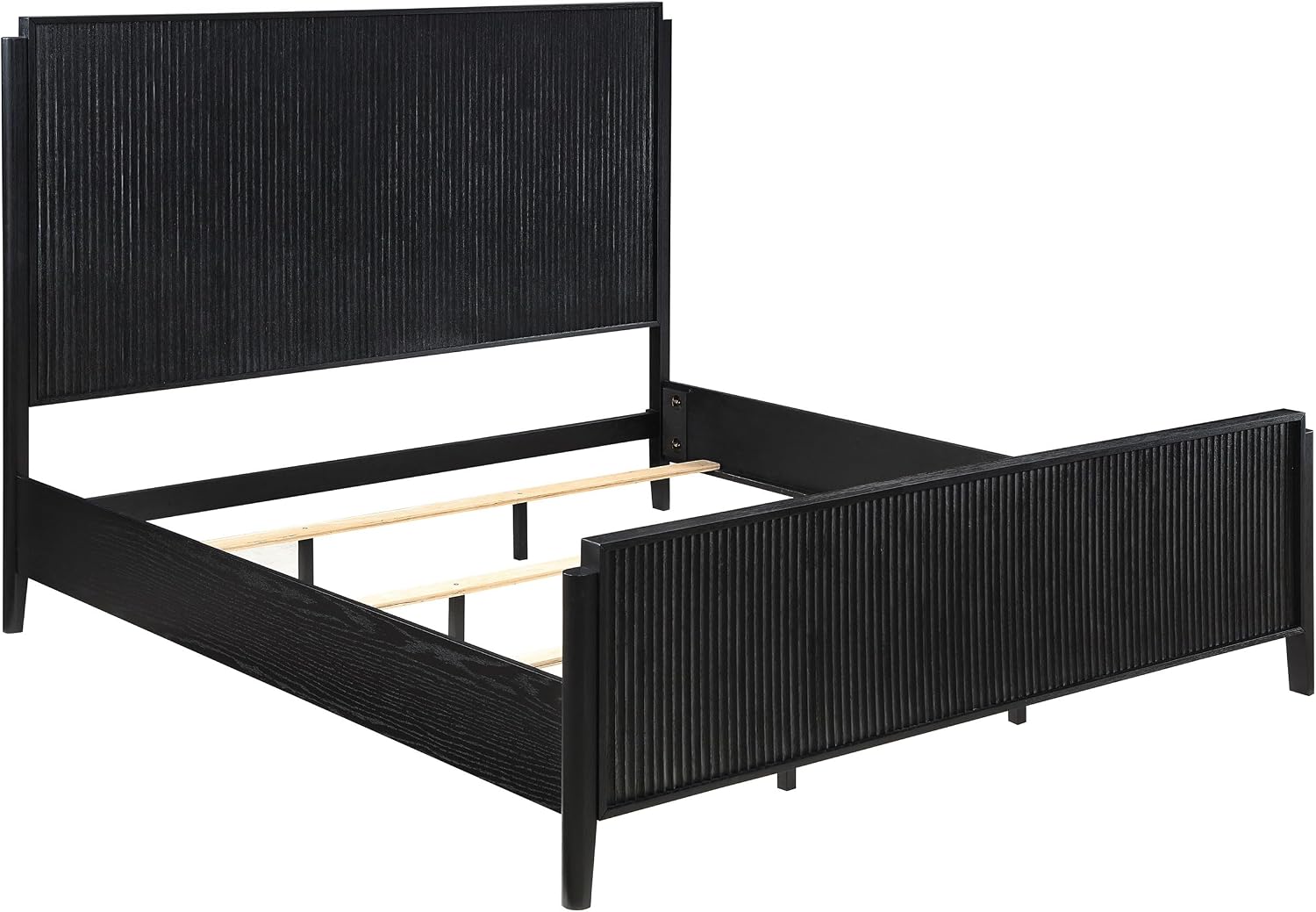 Coaster Home Furnishings - Brookmead - Wood - Eastern King Panel Bed with Support Legs, Tall Headboard and Fluted Texturing - Bedroom - Black - 224711KE