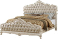 Acme Chantelle Tufted Faux Leather California King Bed in Rose Gold/White