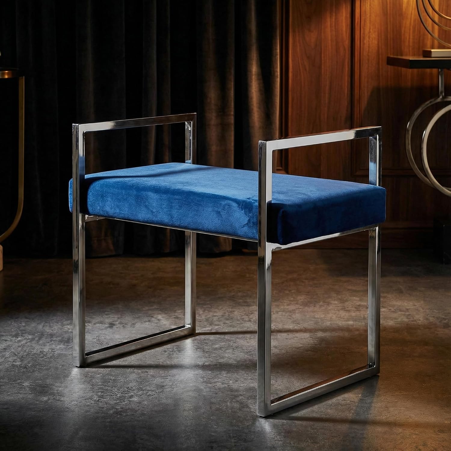 Cortesi Home Anna Bench Ottoman, 24', Blue